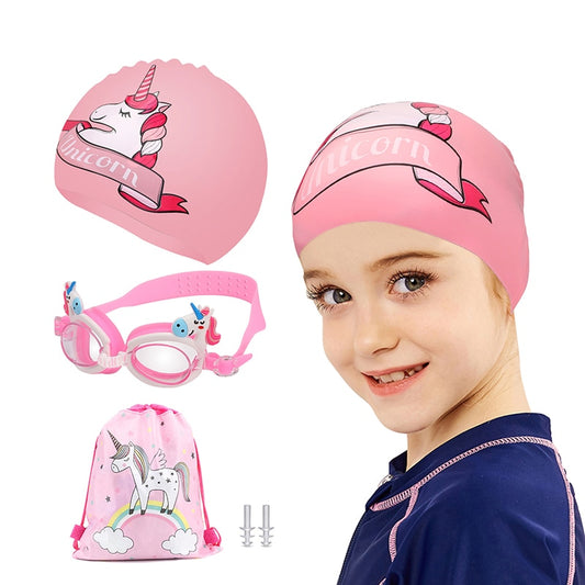 Lunette, sac et bonnet de bain